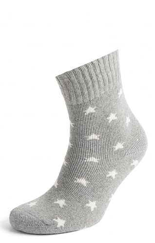 House Of Bruar Ladies Stars Ribbed Socks, Grey