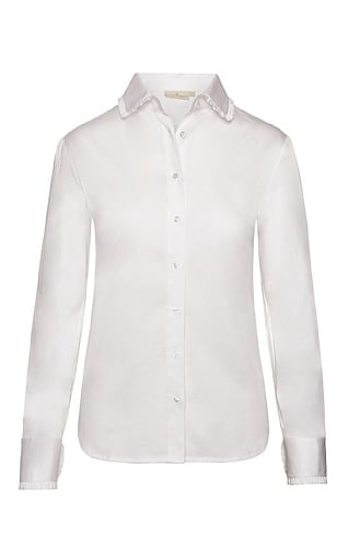 Ladies Frill Collar Blouse, White - House of Bruar