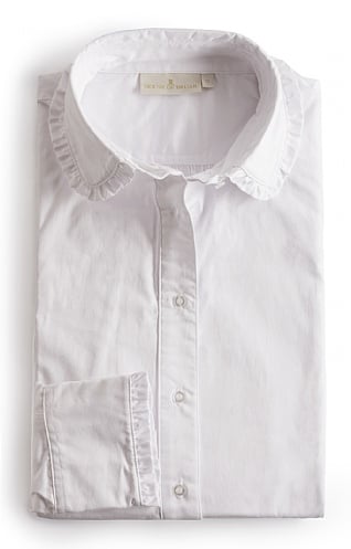 Ladies Frill Collar Blouse, White - House of Bruar