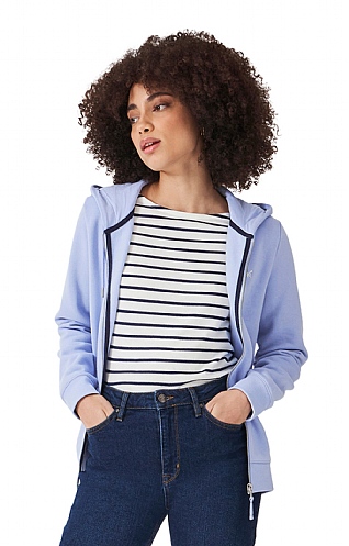 Ladies Crew Clothing Zip Through Hoodie, Blue