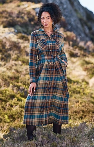 Ladies tartan cheap shirt dress