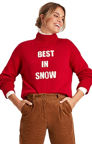 Ladies Joules Belle Turtle Neck, Red/Best In Snow