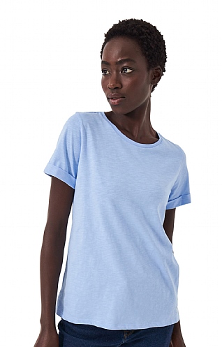 Ladies Crew Clothing Slub T-Shirt, Powder Blue