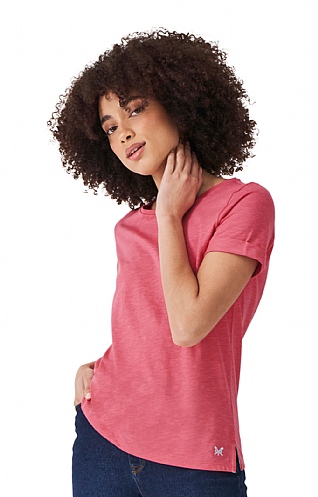 Ladies Crew Clothing Slub T-Shirt, Rapture Rose