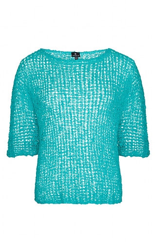 Ladies Marble Open Knit Wide Neck Top, Aqua