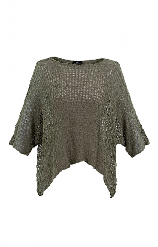 Ladies Marble Open Knit Wide Neck Top, Khaki