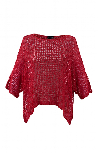 Ladies Marble Open Knit Wide Neck Top - Red, Red