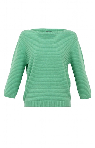Ladies Marble Boat Neck Ribbed Sweater - Green, Green