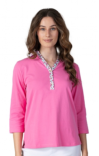 Jessica Graaf Ladies Shirt Collar Long-Sleeved Top, Pink