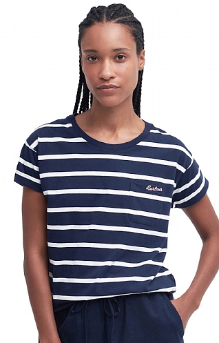 Ladies Barbour Otterburn Stripe T-Shirt, Navy/White Stripe