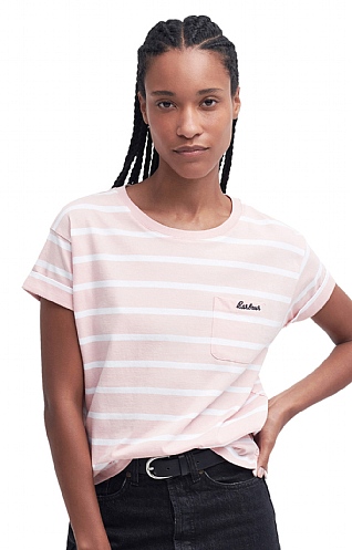 Ladies Barbour Otterburn Stripe T-Shirt, Shell Pink