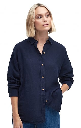 Ladies Barbour Hampton ed Linen Shirt - Navy Blue, Navy