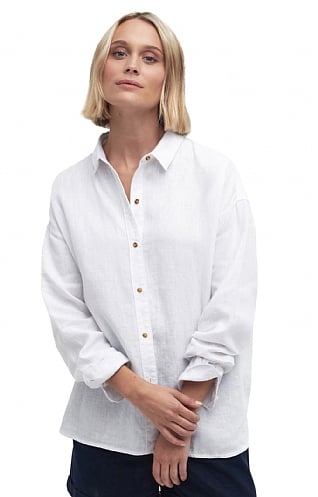 Ladies Barbour Hampton ed Linen Shirt - White, White