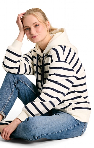 Ladies Joules Milbourne Hoodie, French Navy Stripe