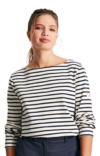 Ladies Joules New Harbour Long-Sleeved Top, Navy Stripe