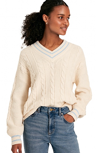 Ladies Joules Dibbly Jumper, Creme