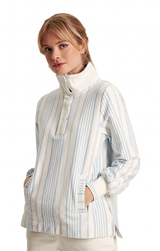 Ladies Joules Burnham Comfort Fit Sweatshirt, Blue Cream Stripe