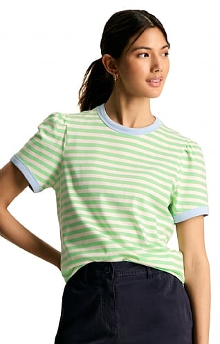 Ladies Joules Erin T-Shirt, Green Stripe