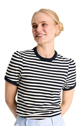 Ladies Joules Erin T-Shirt, Navy Stripe