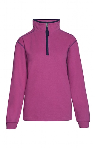 Ladies Lazy Jacks 1/4 Zip Sweatshirt, Raspberry