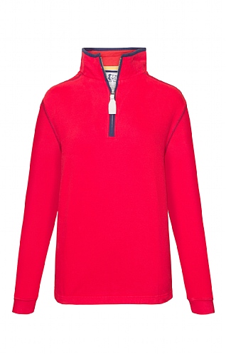 Ladies Lazy Jacks 1/4 Zip Sweatshirt - Red, Red