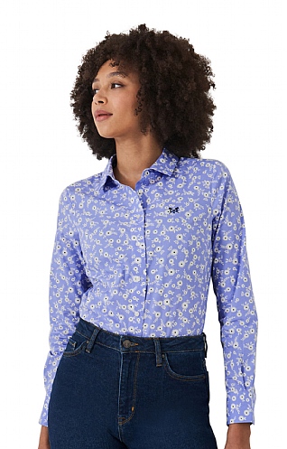 Ladies Crew Clothing Lulworth Shirt, Sabrina Blue