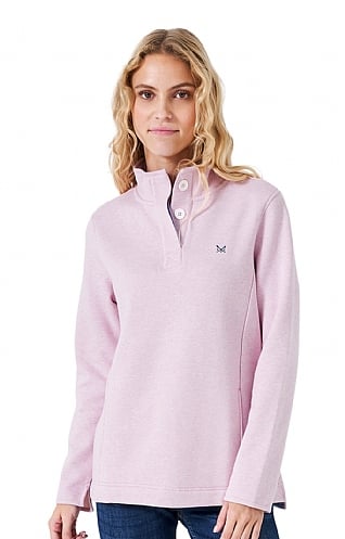 Ladies Crew Clothing Half Button Sweatshirt, Keep Sake Pink