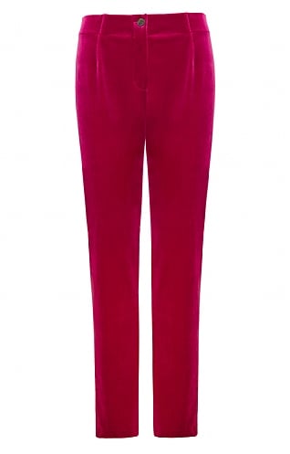 House of Bruar Ladies Velvet Pull-On Trousers, Cerise