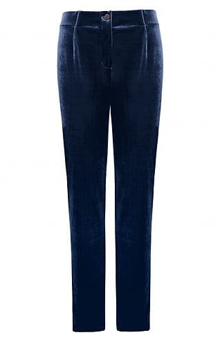 House of Bruar Ladies Velvet Pull-On Trousers - Navy Blue, Navy