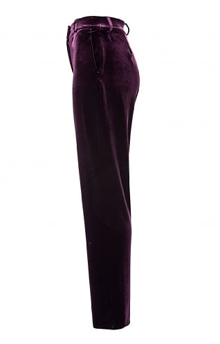 Robell Marie Stretch Cotton Velvet Slim Full Length Trouser in Purple 50