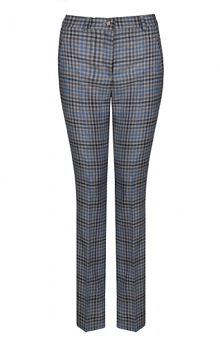 House of Bruar Ladies Tartan Trousers, Blue/Grey Check