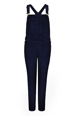House of Bruar Ladies Wale Cord Dungarees - Navy Blue, Navy