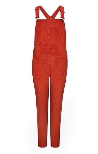 House of Bruar Ladies Wale Cord Dungarees, Tangerine