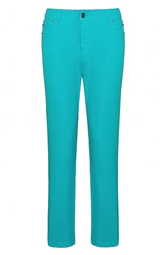 Ladies Marble 7/8 Jeans, Aqua