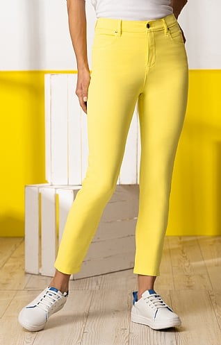 Ladies Marble 7/8 Jeans, Yellow