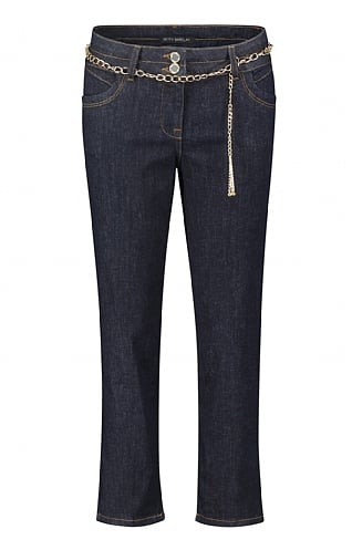 Ladies Betty Barclay Chain Belt Jeans, Deep Blue Denim