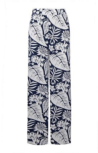 House Of Bruar Ladies Pull-on Print Trousers, Marine/Off White