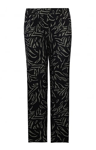 House Of Bruar Ladies Animal Print Trousers, Black/Khaki