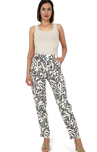 House Of Bruar Ladies Animal Print Trousers, Navy/Off White