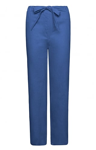 House of Bruar Ladies Linen Mix Trousers, Amparo Blue