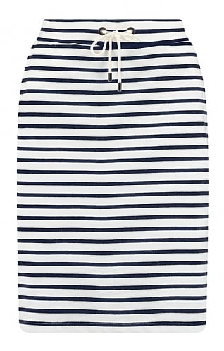 House Of Bruar Ladies Drawstring Breton Stripe Skirt, White/Navy