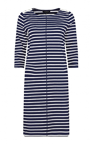 House Of Bruar Ladies Breton Stripe Boat Neck Dress - Navy/White, Navy/White