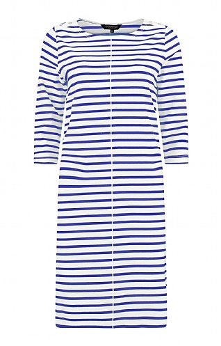 House Of Bruar Ladies Breton Stripe Boat Neck Dress, Royal/White