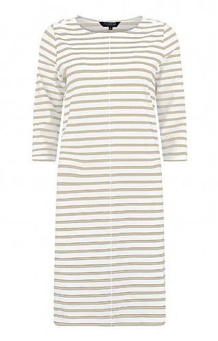 House Of Bruar Ladies Breton Stripe Boat Neck Dress, Tan/White