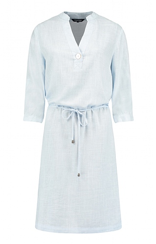 House Of Bruar Ladies Notched Neckline Tunic Dress, Baby Blue Mel