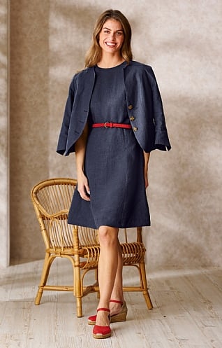 House of Bruar Ladies Linen Swing Dress - Navy Blue, Navy