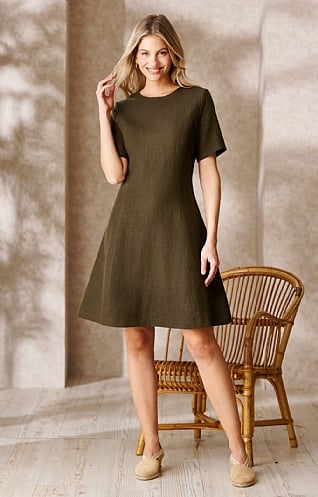 House of Bruar Ladies Linen Swing Dress - Olive, Olive