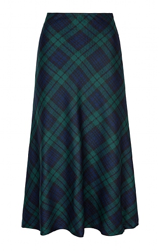 Ladies Plaid Bias Skirt Green House of Bruar