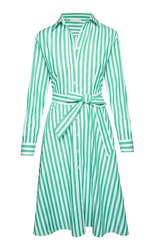 House of Bruar Ladies Cotton Tie Dress, Grass Stripe