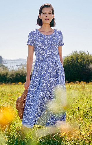 Ladies Seasalt Veronica Dress, Agapanthus Lino Lupin